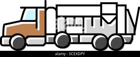 Betonmischer LKW Zementproduktion Farbe Symbol Vektor Illustration Stock Vektor