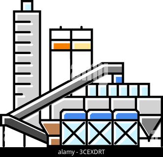 Fabrik Zementproduktion Farbe Symbol Vektor Illustration Stock Vektor