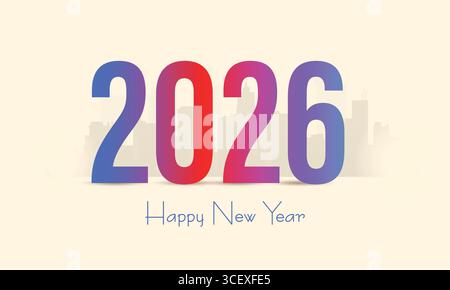 2026 Happy New Year Design für Banner, Poster Post Design 2026 Flat New Year Gold Text Number Design Vektor Illustration. Stock Vektor