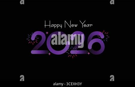 2026 Happy New Year Design für Banner, Poster Post Design 2026 Flat New Year Gold Text Number Design Vektor Illustration. Stock Vektor