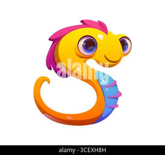 Gruselige Monster Charakter Zeichentrick Schriftart Buchstabe S. gruselige Halloween Monster Charakter englischer Alphabet Schriftbuchstabe, verrücktes Horror Vogelscheuchen Vektor Symbol. Fantasy bogle Personage Kinder ABC Schriftsatz Symbol Stock Vektor