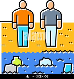 Kinder verunreinigte Teich Farbe Symbol Vektor Illustration Stock Vektor