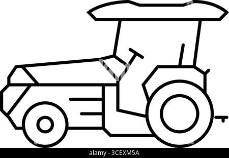 Smart Tractor Agri TECH Line Symbol Vektorillustration Stock Vektor