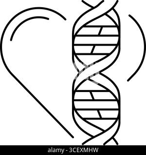 Herz mit genetischen Code Linien Linie Symbol Vektor Illustration Stock Vektor