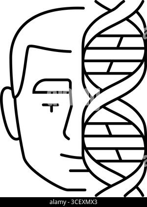 Genetisches Profil mit Gesichtslinien-Symbol-Illustration des Patienten Stock Vektor