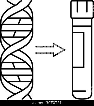 Blutteströhrchen mit genetischen Markern Linie Symbol Vektor Illustration Stock Vektor