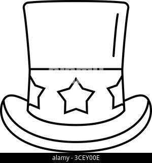 Onkel sam hat Linie Symbol Vektor Illustration Stock Vektor