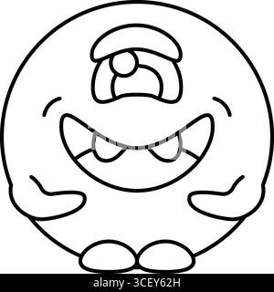 Runde geformte Monster niedliche Linie Icon Vektor Illustration Stock Vektor