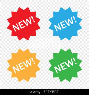 Set mit Aufklebern der Inschrift neu. Vektorabbildung Stock Vektor