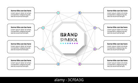 Infografik-Vorlage mit 8 Optionen oder Schritten. Achteckig. Kann für Workflow-Layout, Diagramm, Banner und Webdesign verwendet werden. Vektorabbildung Stock Vektor