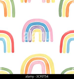 Acryl Bunte Regenbogen nahtlose Muster, zarte handgemalte Regenbogen wiederholt Papier, Kinder Textil Stockfoto