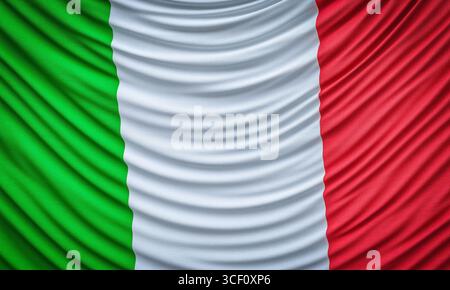 Nahaufnahme der italienischen Flagge, die im Wind winkt 3d Stockfoto
