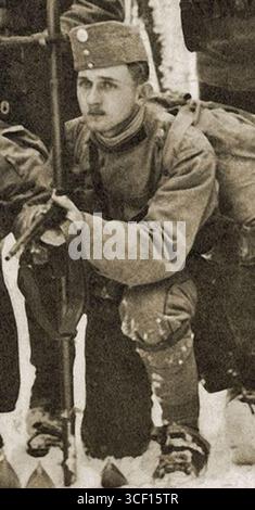František Noha, ein Soldat der österreichisch-ungarischen Armee, dargestellt als Teil des 7. Infanterieregiments in den Karpaten um 1915. Stockfoto