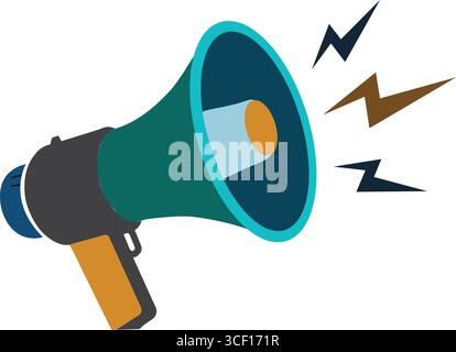 Buntes Megaphone mit Blitzwellen Stock Vektor