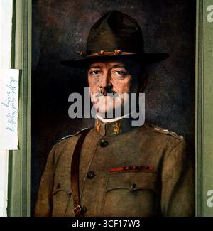 Ein Porträt von General John Joseph Pershing (1860–1948), Kommandeur der amerikanischen Expeditionstruppen während des Ersten Weltkriegs, gemalt 1918. Stockfoto