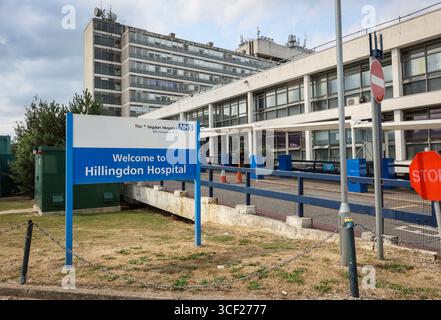 Eintritt zum Hillingdon Hospital, Pield Heath Rd, Uxbridge , Hillingdon, London, England, Großbritannien Stockfoto