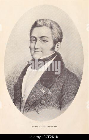 Ein Porträt von Adolphe Thiers im Alter von 33 Jahren. Dieser Stich wurde 1932 in der Biografie Thiers, 1797-1877, von Henri Malo veröffentlicht. Thiers war ein prominenter französischer Politiker und Historiker, der als Präsident Frankreichs diente. Stockfoto