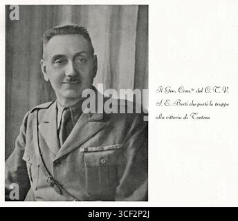 Ein Porträt von General Mario Berti, dem Kommandeur der Corpo Truppe Volontarie in Spanien während des Spanischen Bürgerkriegs um 1938. Stockfoto