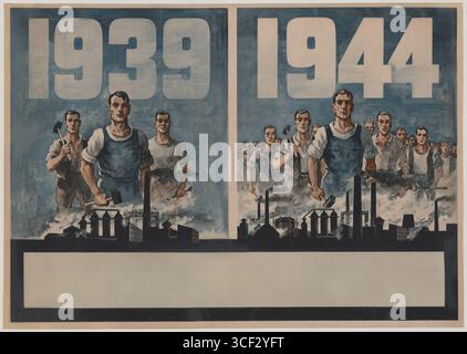 Ein französisches Propagandaplakat aus dem Jahr 1944, das während der Zeit der deutschen Besatzung in Frankreich entstand. Es war Teil der Propagandabemühungen, die Kriegsanstrengungen zu unterstützen und die antideutsche Stimmung während des Zweiten Weltkriegs zu fördern Stockfoto