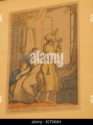 England, Somerset, Bath, Herschel Museum of Astronomy, satirischer Druck, der Menschen zeigt, die den Großen Kometen im Jahr 1811 betrachten Stockfoto