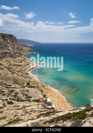 Küstenlandschaft und Roter Strand (Kokkini Ammos), südlich von Matala, Kreta, Griechenland, Europa Stockfoto