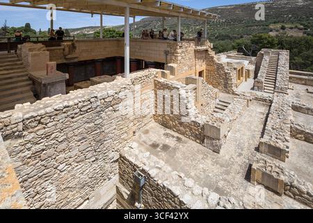 Palast von Knossos, archäologische Stätte, in der Nähe von Iraklion (Heraklion), Kreta, Griechenland, Europa Stockfoto