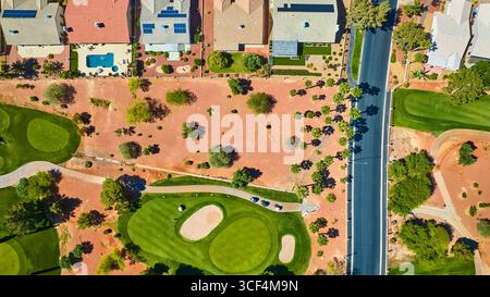 Aerial Residence Community und Golfplatz in Las Vegas Nevada Top Down Stockfoto