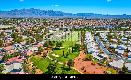 Aerial Golf Course Wohngegend Las Vegas Mountain View Stockfoto