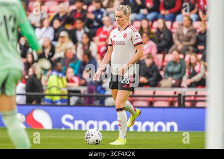 LEIGH, ENGLAND – 20. August: Gemma Bonner von Liverpool FC während des Freundschaftsspiels zwischen Manchester United Women und Liverpool FC Women im Leigh Sports Village am 20. August 2025 in Leigh, England. (Foto: James Giblin) Stockfoto