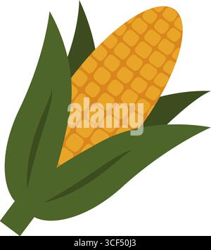 Handgezeichneter Maiskopf mit grünem Blattaufkleber Iktogramm Kwanzaa Holiday minimalistisches flaches Design. Vektorabbildung Stock Vektor