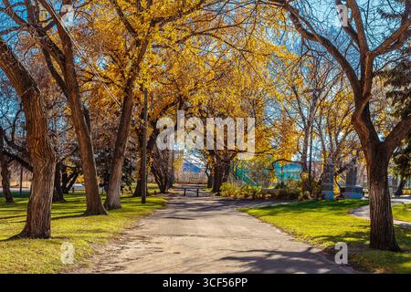 Victoria Park liegt in den Vierteln Riversdale und King George in Saskatoon. Stockfoto