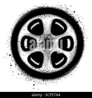 Filmrolle im Graffiti-Stil mit schwarzer Sprühfarbe. Stock Vektor