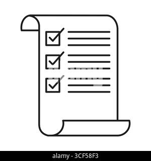 Symbol für den Bildlauf in der Checkliste. Symbol für den Abschluss der Aufgabe. Abbildung der To-do-Liste. Vektorübersichtselement. Stock Vektor