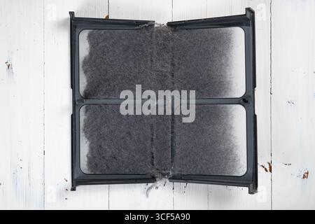 Fusselfalle von oben für einen Wäschetrockner Stockfoto