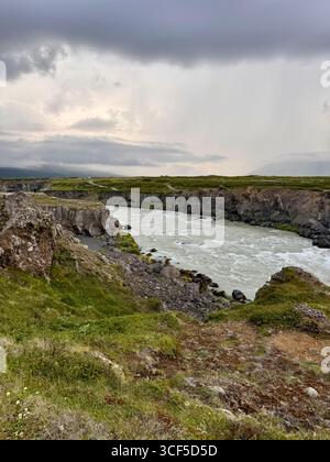 Der Fluss Skjálfandafljót in Nordisland, Teil der Diamant Circle Route. Stockfoto