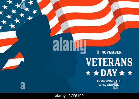 Veterans Day 11 november Hintergrund Illustration Silhouette Stock Vektor