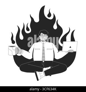 Stressmanagement Soft Skill Line Illustrationskonzept Stock Vektor