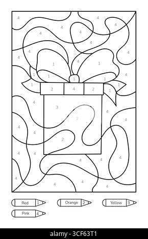 Färbung nach Zahlen für Kinder Weihnachtsgeschenk. Stock Vektor