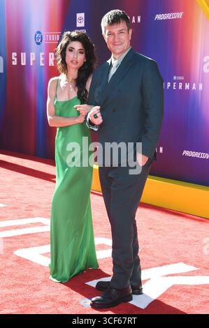 Tania Raymonde und Nathan Fillion bei der Weltpremiere des Kinofilms 'Superman' im TCL Chinese Theatre. Los Angeles, 07.07.2025 Stockfoto