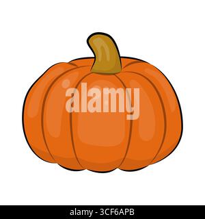 Cartoon Kürbis Vektor Illustration – niedliches Herbstgemüse isoliert auf weiß. Nettes Herbstgemüse Clipart isoliert auf weißem Hintergrund. Stock Vektor