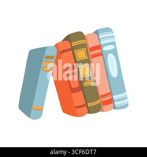 Bunte Geschlossene Bücher Stapeln, Flache Illustration Stock Vektor