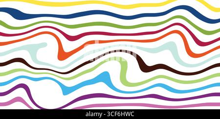 Ein lebendiges und farbenfrohes abstraktes Muster mit glatten, wellenförmigen Linien in verschiedenen hellen Farbtönen. Ein dynamischer und moderner Hintergrund für jedes Projekt. Stock Vektor