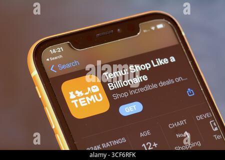 Temu App im Apple App Store Stockfoto