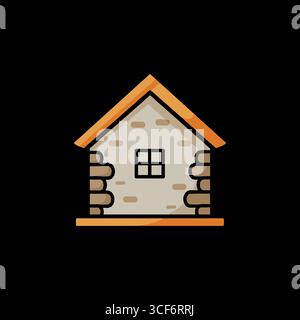 Steinhaus Logo Vektor Symbol Illustration auf dunklem Hintergrund Stock Vektor