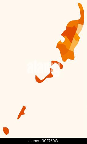 Karte von Palau mit Regionen. Nur eine einfache Ländergrenzkarte mit regionaler Aufteilung. Orangefarbene Farbpalette. Stock Vektor