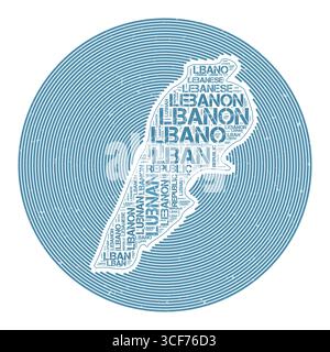 Vektorbild Libanon. Country Round-Logo-Design. Libanon-Poster in kreisförmigen Bögen und Wortwolken-Stil. Elegante Vektorillustration. Stock Vektor