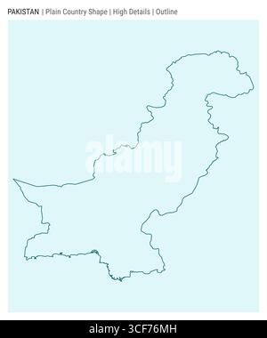 Pakistan einfache Landkarte. Hohe Details. Umrissstil. Die Form Pakistans. Vektorabbildung. Stock Vektor