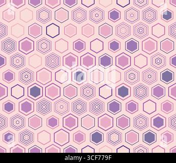 Geometrische Konstruktion mit sechseckigem Muster. Geometrische Formen in unterschiedlichem Stil und Farbe. Sechseckige Formen. Tileable-Muster. Nahtloser Hintergrund. Stock Vektor
