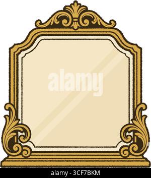 Dekorativer goldener Rahmen mit Scrollwork-Ecken und einem glatten Mittelbereich, der für Titelmenüs oder Zertifikate geeignet ist. Stock Vektor