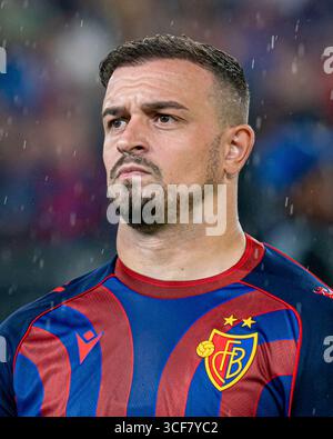 Basel, Schweiz. August 2025. Basel, Schweiz, 20. August 2025 Xherdan Shaqiri (10 FC Basel 1893) während des Play-off-Spiels der UEFA Champions League zwischen dem FC Basel 1893 und dem FC Kopenhagen im St. Jakob Park in Basel, Schweiz. (Priscila Bütler/SPP) Credit: SPP Sport Press Photo. /Alamy Live News Stockfoto